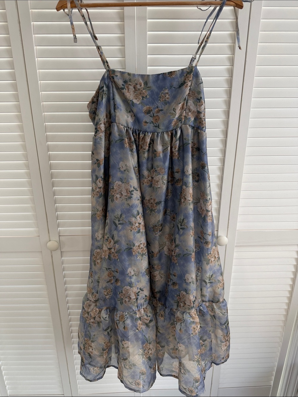 wild fable Blue Floral Tie-Shoulder Floral Dress